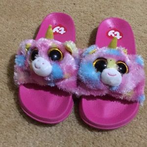Girls unicorn flip flops